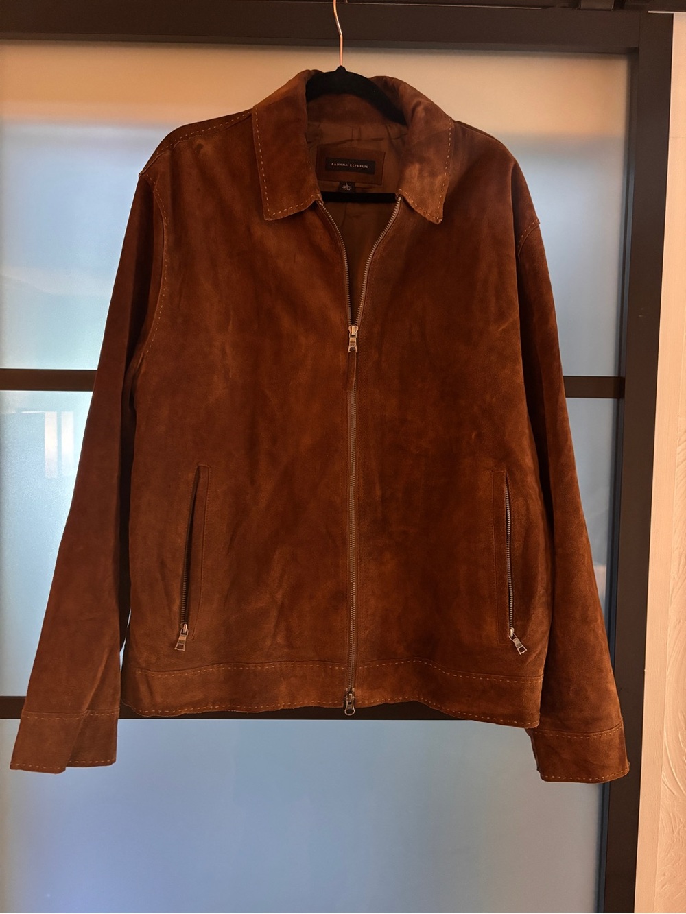 Banana Republic Chestnut Brown Suede Bomber Jacket